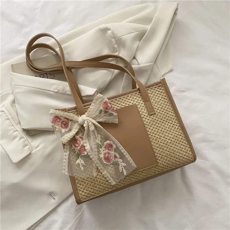 Woven Straw Tote Bag for Women | RBG-201