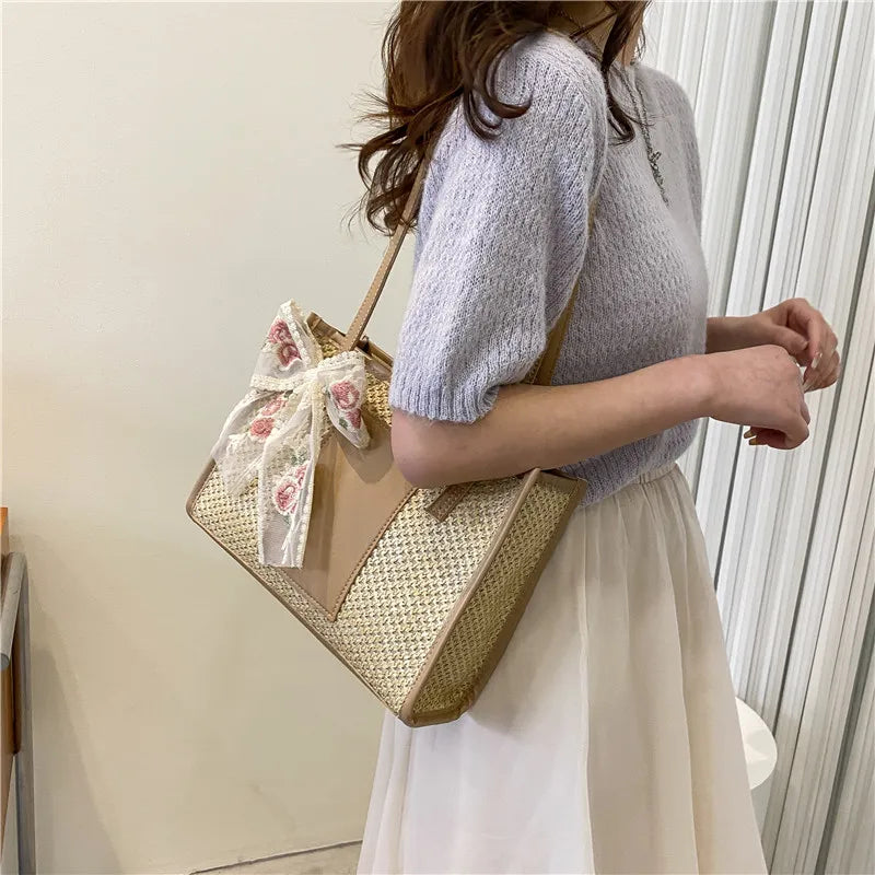 Woven Straw Tote Bag for Women | RBG-201