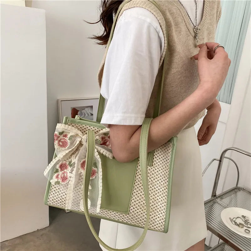 Woven Straw Tote Bag for Women | RBG-201